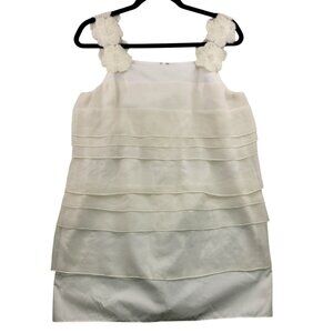 Charles Chang-Lima Silk Ivory Sleeveless Tiered Dress Floral Straps Size 4 USA